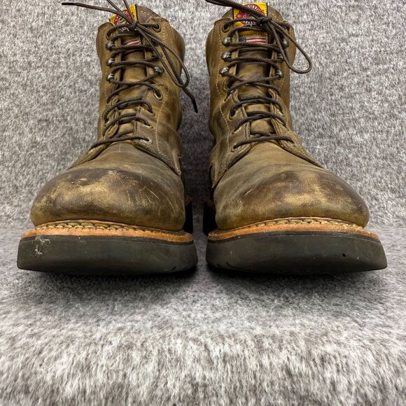 ✅Justin Original Brown Leather Work-boots Soft-Toe EH J-Max 440 Mens 12D USA - Picture 3 of 12
